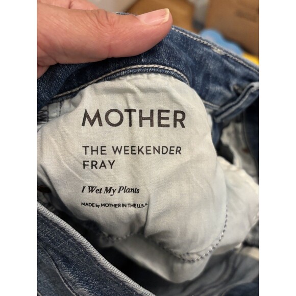 Mother Jeans The Weekender Fray Sz 25 Blue Mid Rise Flare Denim I wet my plants - Picture 13 of 14